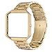 Oitom Metal Bands Compatible with Fitbit Blaze Large,Frame Housing+Stainless Steel Bracelet Replacement Accessory Strap Watch Band for Smart Fitness Watch (Gold)