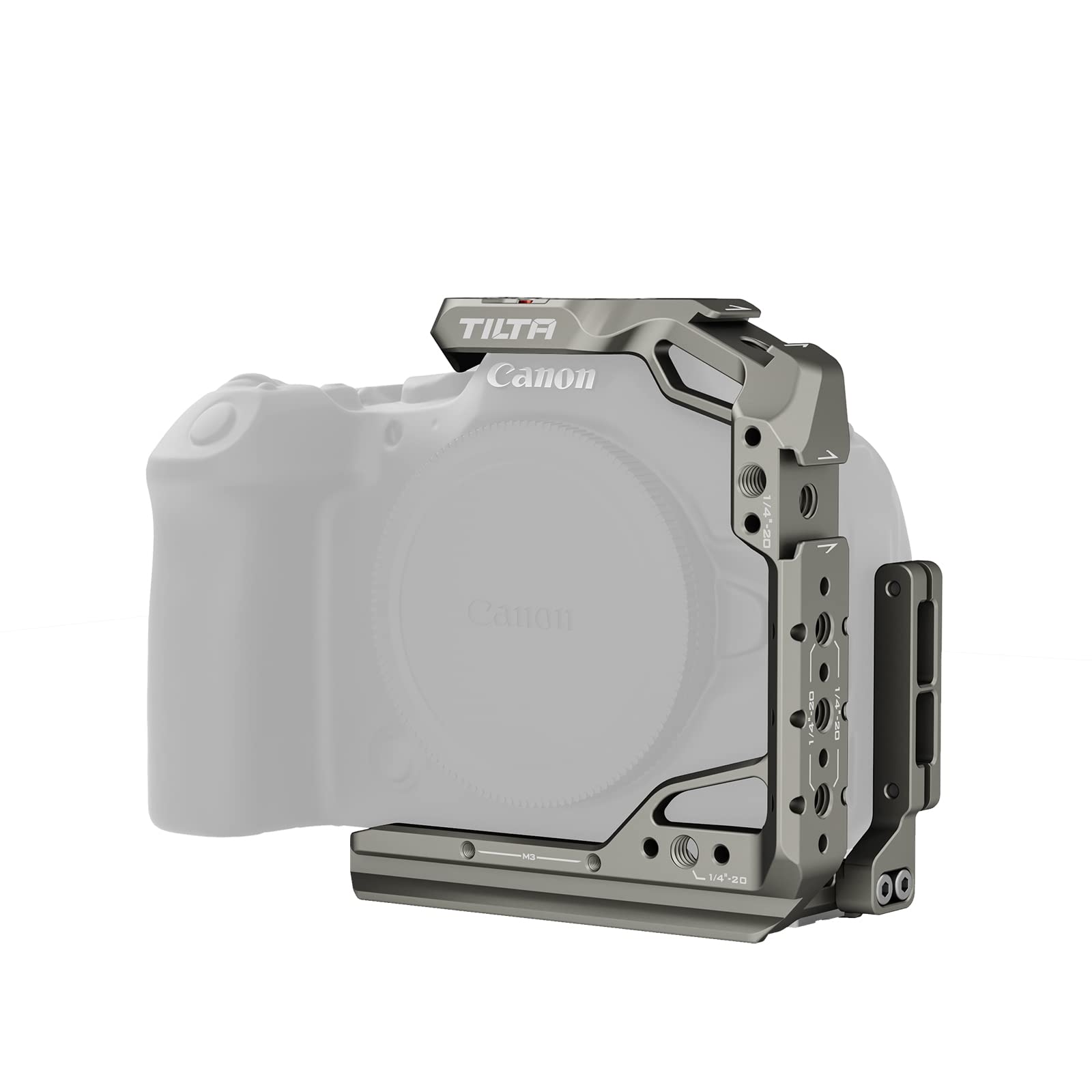 Tilta Half Camera Cage for R6 Mark II with NATO Rail, Cold Shoe,1/4"Threads Locating Pins - Titanium Gray TA-T45-HCC-TG