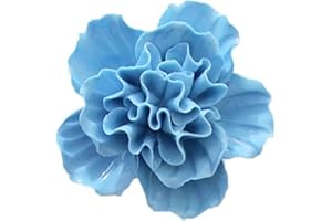 AMERRY Azalea Ceramic 3D Wall Flower Art, Handmade Hanging Sculpture, Porcelain Decor (Blue, 3.54")