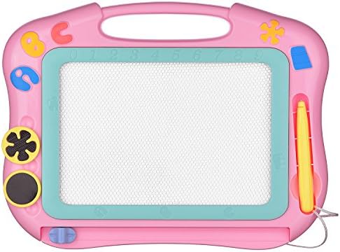 Aweoods Magnetic Drawing Board Travel Size For Kids- Erasable Colorful Magna Doodle Drawing Board Toys for Toddlers Writing Sketching Pad - Gift for Little Girls Kids Children with Pen, 2 Stamps