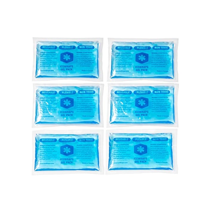 ICEWRAPS 3"x5" Gel Ice Packs for Injuries - Reusable | Soft Flexible Ice Packs | Wrist, Toothache, Ankle, and Knee Ice Pack | Small Reusable Hot and Cold Gel Ice Pack | Injury Ice Pack | Pack of 6