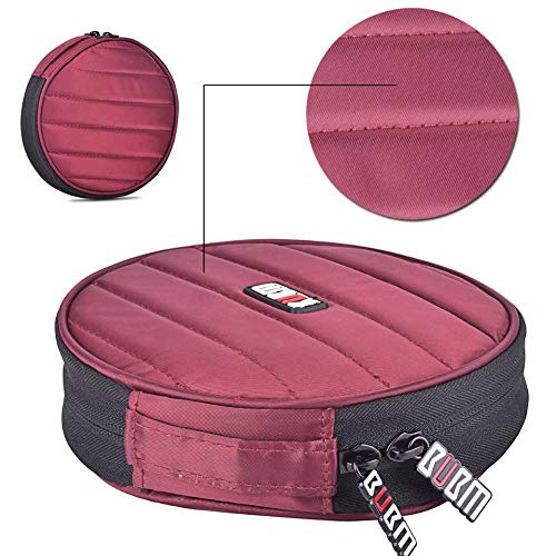 BUBM Portable Round 32 CD Disc Storage Case Bag Heavy Duty CD/DVD Wallet for Car, Home, Office and Travel (Red) - Thumbnail 7