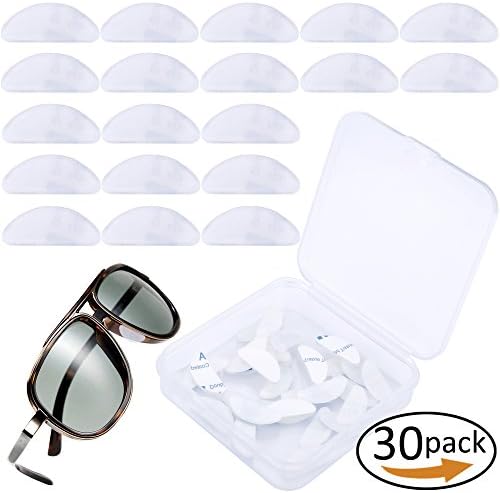 15 Pairs 1 mm Transparent Adhesive Nose Pads with Storage Case,Silicone Non-slip Eyeglass Pads for Eyeglass Sunglasses Spectacles