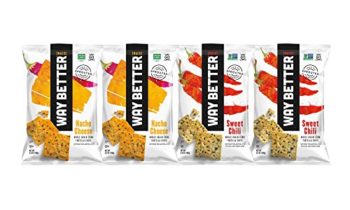 Way Better Snacks Sprouted Gluten Free Whole Grain Corn Tortilla Chips Variety Pack, Sweet Chili and Nacho, 5.5 oz bags, 4 Count - Thumbnail 2