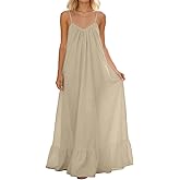 WWPPAION Low Back Dress for Women Backless Cami Dresses Summer Lounge Solid Color Sleeveless Long Sundresses with Back Tie