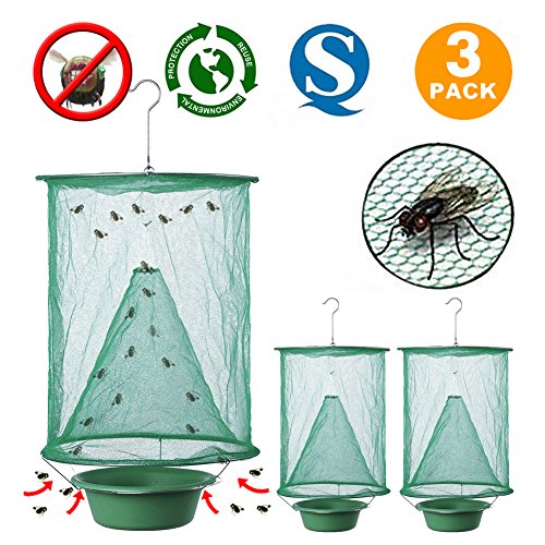 Non Toxic Fly Trap Hanging Folding Reusable Drosophila Net Catcher Cage Traps for Indoor and Outdoor Use 3 Pack Non Toxic Fly Trap Hanging Folding Reusable Drosophila Net Catcher Cage Traps for Indoor and Outdoor Use 3 Pack