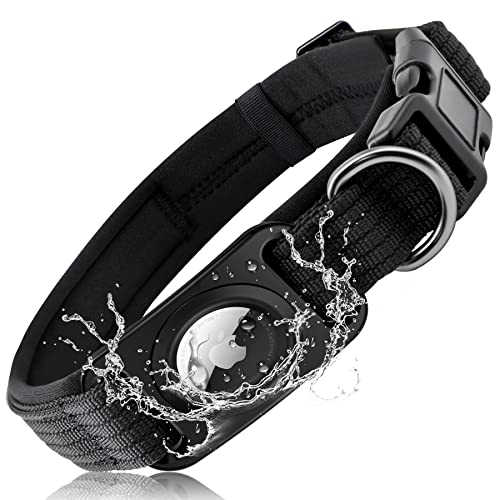 SANKALA - Collier imperméable pour Chien - Rembourré - Robuste - avec étui de Support AirTag recouvert de Corps - Collier réglable pour Chiens de Petite, Moyenne et Grande Taille (M)