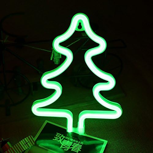 Christamas Tree Neon Signs LED Decor Night Light Wall Decor for Christmas Decoration Birthday Party Home LED Decorative Lights Wedding Event Banquet Party Decor, Battery and USB Power(Green)