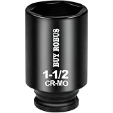 1-1/2'' Socket 1/2 Drive Deep Impact SAE Socket, 6 Point CR-MO for Easy Removal of Axle Nut