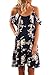 EastLife Women's Casual Off The Shoulder Spaghetti Strap Floral Midi Dress