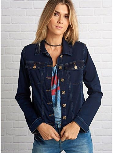 jaqueta jeans escura feminina