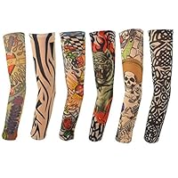 6pcs Temporary Tattoo Sleeves, Hmxpls Body Art Arm Stockings Slip Accessories Fake Temporary Tattoo Sleeves, Tiger, Crown Heart, Skull, Tribal Shape ...