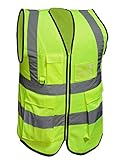 Misslo 5 Pockets High Visibility Zipper Front Breathable Safety Vest with Reflective Strips, Neon Yellow (Extra Large)
