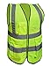 Misslo 5 Pockets High Visibility Zipper Front Breathable Safety Vest with Reflective Strips, Neon Yellow (Extra Large)