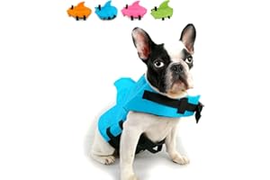 Snik-S Dog Life Jacket- Preserver with Adjustable Belt, Pet Swimming Shark Jacket for Short Nose Dog,Upgrade Version (Pug,Bulldog,Poodle,Bull Terrier) (M, Blue)