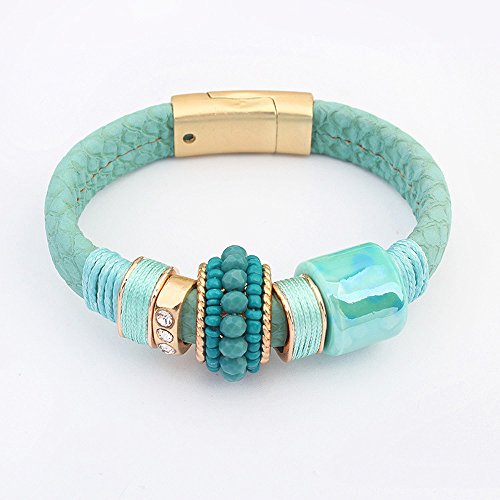 Winter's Secret Vintage Punk Style Fashion Beads Leather Feature Wrap Bracelet