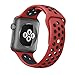 For Apple Watch 42mm Nike Sport Band, ZONEYILA Soft Silicone Quick Release Replacement Strap for Apple Watch Series 1 Series 2,iWatch Nike+ (42mm Medium / Large Black+ Red)