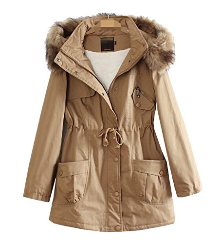 Qinol Womens Winter Thickened Fur Collar Parka Padded Hooded Coat Jacket Qinol Womens Winter Thickened Fur Collar Parka Padded Hooded Coat Jacket