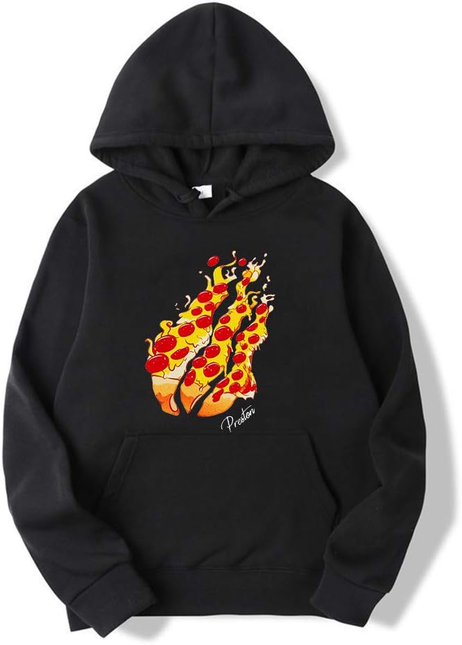 Jzlone Kids Preston Playz Pizza Flame Hoodie Casual Soft Fleece