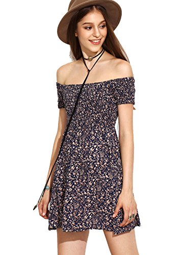 Shein women s off the shoulder floral print short sleev…