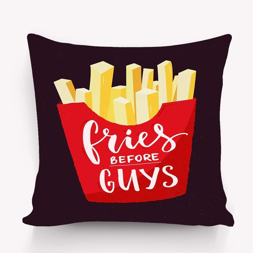 zexuandiy Throw Pillows Stylish Chic Pillowcases Zippered 18X18 Inch fries guys feminism slogan feminist funny quote fr