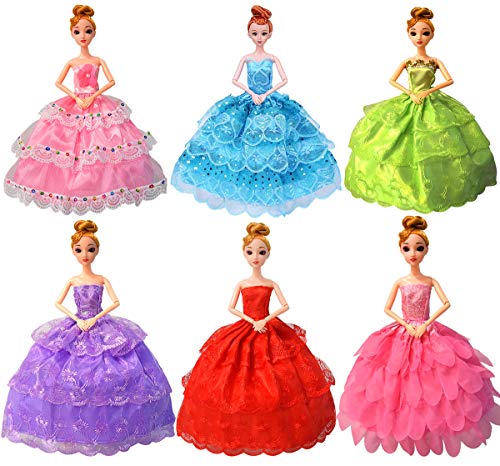 Fancy Doll Clothes for Barbie Girls Dolls - 10 PCS Handmade 11.5 Inch Doll Clothes Wedding Dresses Gowns Outfits Costume Party Dress for Girls Kids Party Favor - Thumbnail 2