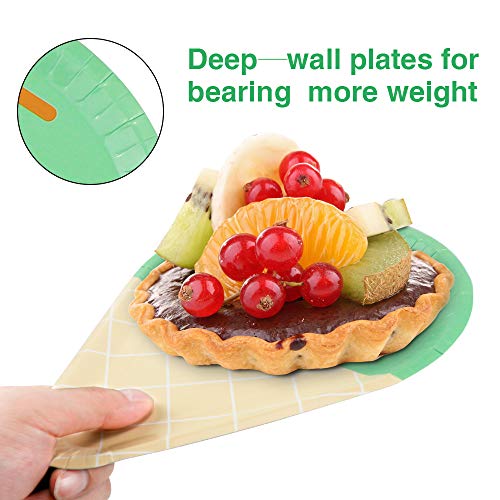 Dreamtop 24 pcs Disposable Paper Plates Ice Cream Party Plates Serves Cute Sundae Party Supplies for Appetizer, Lunch, Dinner, and Dessert, Kids Birthdays - Thumbnail 3