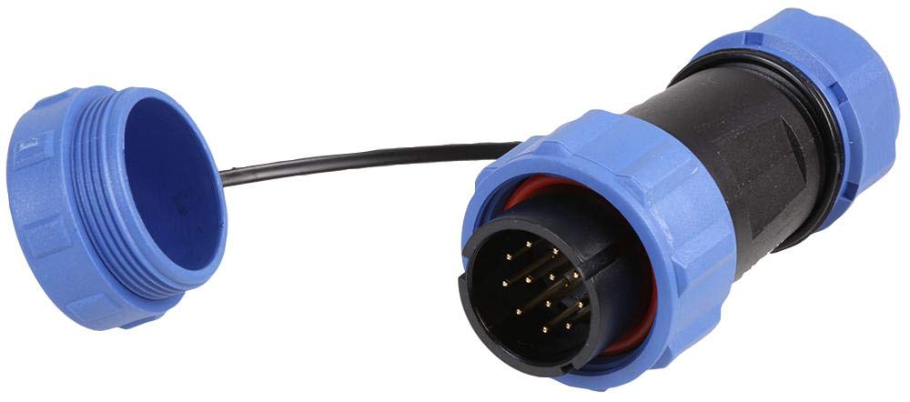 PRO ELEC 12-Pole Circular Threaded Inline Connector Plug – IP68 Waterproof, 7-12mm Cable, 400V AC, 5A, Nylon Body with Gold Contacts – PELR0162