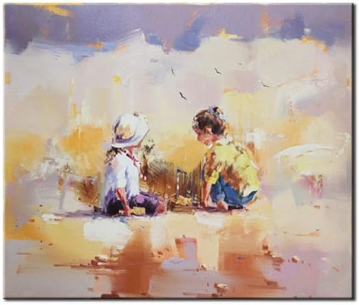 Giow Handgemachte Kind Spielt Am Strand Abstrakte Amazon De