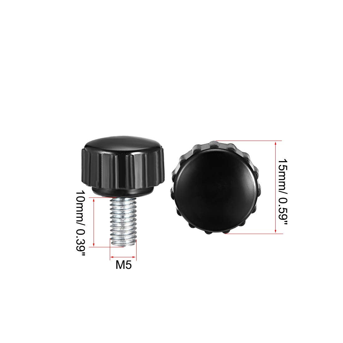 uxcell M5 x 10mm Male Thread Knurled Clamping Knobs Grip Thumb Screw on