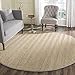 Safavieh Natural Fiber Collection NF115P Herringbone Natural and Grey Seagrass Round Area Rug (6' Diameter)