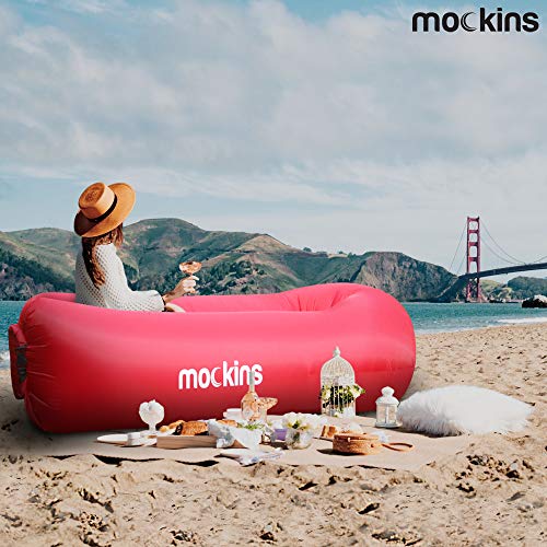 Mockins Red Inflatable Lounger Air Sofa Perfect for Beach Chair Camping