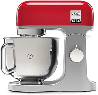 Kenwood kMix KMX750RD Küchenmaschine, 5 l Edelstahl Schüssel, Safe-Use-Sicherheitssystem, Metallgehäuse, 1000 Watt, inkl. 3-Teiligem Patisserie-Set und Spritzschutz, rot