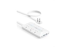 Anker Flat Plug Power Strip(300J) with 20W USB-C, 10-in-1 Ultra Thin Power Strip with 6 AC, 2 USB-A and C Each, 5 ft Extension Cord for Desk Charging Station/Home/Office/College/Dorm Essentials, White