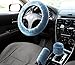 ZONETECH Fluffy Sheepskin Steering Wheel Handbrake & Gear Shift Cover- Premium Quality Winter Warm Plush Stretch on Vehicle Blue Comfortable Steering Wheel Handbrake & Gear Shift Cover Protector