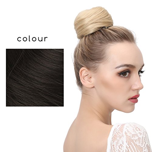 SARLA Donut Chignon Bun Straight Updo Hair Bun Hairpieces Synthetic Scrunchie Hair Bun Extensions Q3 (4# Dark Brown)