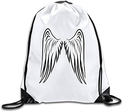 LZXJU Angel Wings Drawstring Backpack Bag White