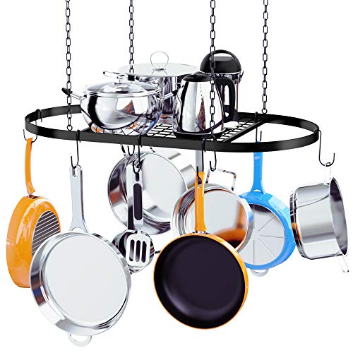 Kaptron Pot Rack Ceiling Mount Cookware Pan Rack Hanging Hanger