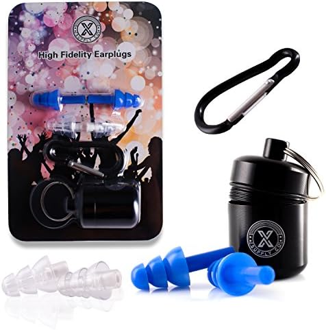 X Supply Co High Fidelity 2 Earplugs Set With Cord, Storage Case &amp; Keychain | Ergonomic &amp; Hypoallergenic Silicone Noise Cancelling Ear Protectors For Musicians, Festivals, Travel, Motorcycles &amp; More