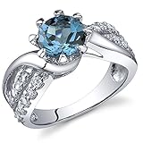 Regal Helix 1.50 carats London Blue Topaz Ring in Sterling Silver Rhodium Nickel Finish Sizes 5 to 9
