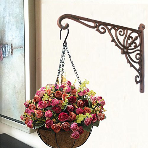 Cast Iron Plant Hook Hanger 12" Deep Outdoor Indoor Wall Hanging Planters Flower Flowering Plants Pot Basket Hook Bird Feeder Wind Chime Lanterms Hanger Hardware Bracket (12" Deep) - Thumbnail 2