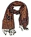 Peach Couture Elegant Double Layer Reversible Paisley Pashmina Shawl Wrap Scarf Burnt Orange and Navy