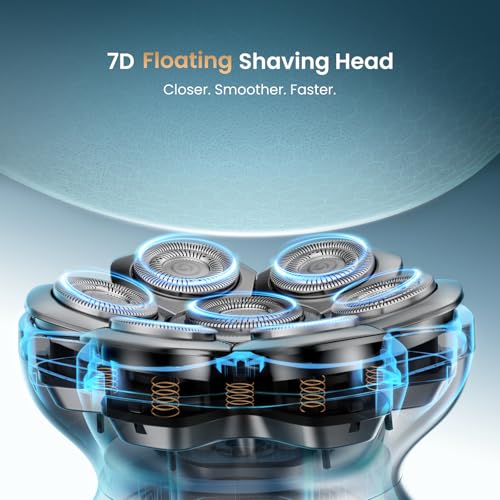 MAXGROOM® PRO 7D Electric Head Shaver for Bald Men – Cordless Waterproof Razor with Titanium Blades, Dual-Speed Powerful Motor, Magnetic Detachable Head, Easy to Clean