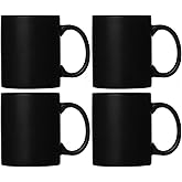 Smilatte M010 Matte Black Porcelain Coffee Mugs, 12 oz Classic Ceramic Cup with Handle for Latte Cappuccino Tea, set of 4