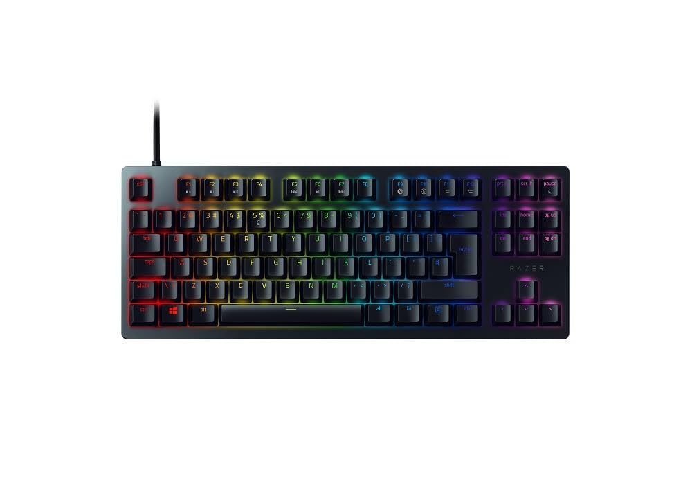 Razer Huntsman Tournament Edition (Red Switch) - TKL Mechanical Gaming Keyboard (Compact Keyboard with Fastest Linear Opto-Mechanical Switches, PBT Keycaps, RGB Chroma Lighting) UK Layout | Black