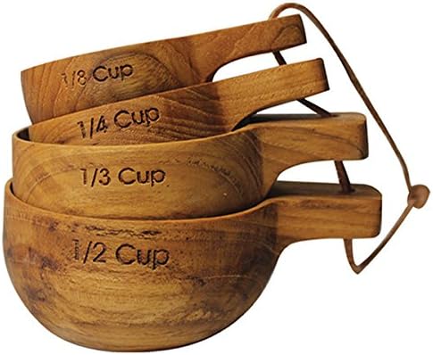 Handmade Teak Wood Measuring Cups