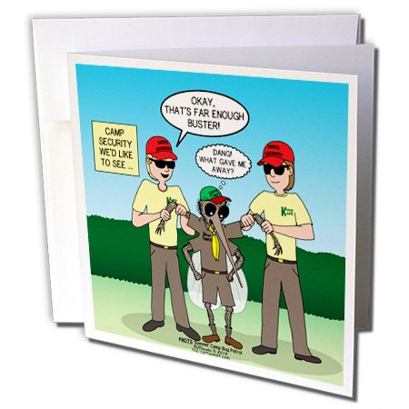 3dRose gc_221210_1 6 x 6-Inch "Camp Security - Mosquito Patrol" Greeting Card (Pack of 6)