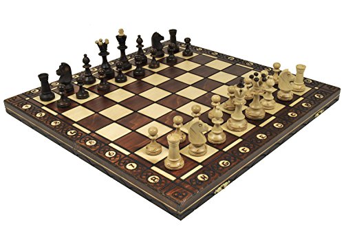 Brown Senator Wooden Chess Set - Weighted Chessmen 16 x 16"