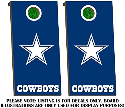 Dallas Cowboys Cornhole Board Decal Kit - WHITE - 6PC Set Fit for Bean Bag Toss Outdoor Game Sticker Set - Die Cut - Novelty Decals