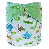 EcoAble Baby Charcoal Bamboo All-In-One AIO Cloth Diaper w/ Pocket, Size 10-35Lb (Animals)